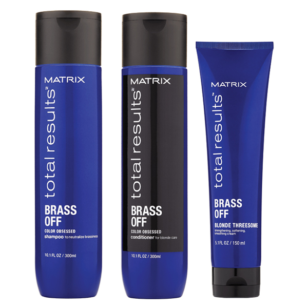 Matrix Total Results Kit Brass Off Shampoo + Conditioner + Blonde Threesome  - Prodotti Per Capelli Colorati Matrix